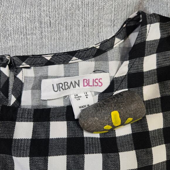 Urban Bliss Wom 8 Short Sleeve Plaid Ruffle Tier Midi Dress Cottagecore Prairie - Picture 8 of 13